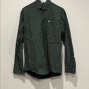Cinch Men's Green Patterned Shirt